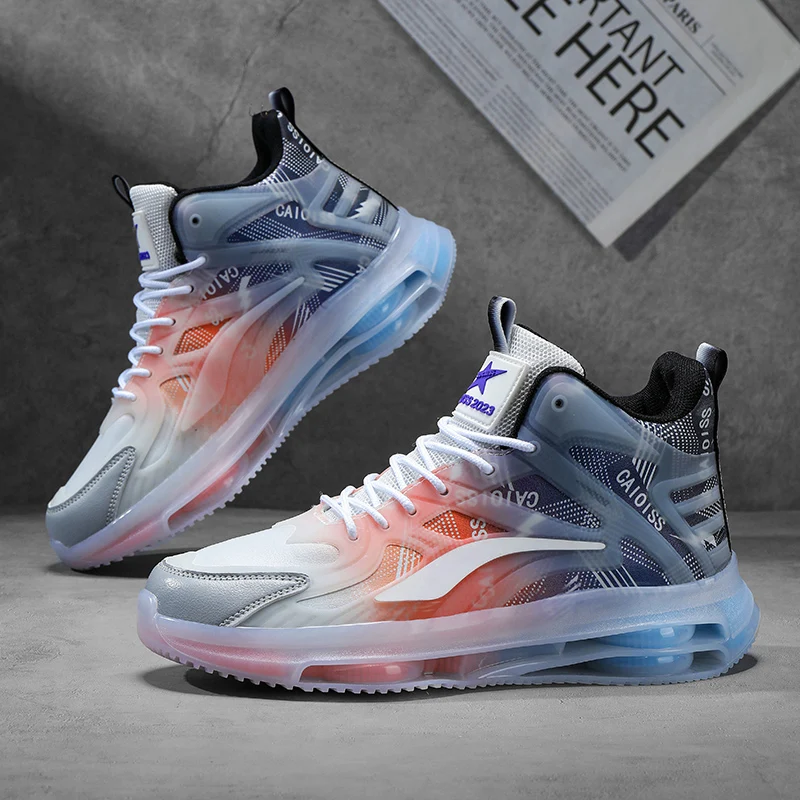 Men's High-Top Casual Sneakers, Couple Color Matching Lace-Up Outdoor Shoes, Durable Soles, All-Season Comfort Suitable for Hiking, Running, and Urban Street Wear, Casual Walking Sneakers, Running Shoes, Men's Shoes