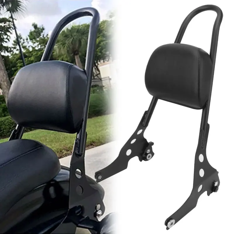 

Motorcycle Black Passenger Sissy Bar Backrest Pad Cushion For Harley Sportster XL883 1200 X48 Forty Eight 2004-2023