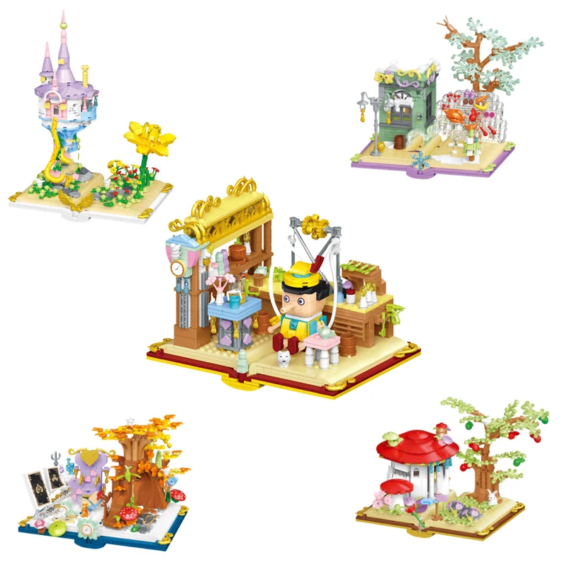 

Creative Mini Block 3D Fairy Tale Book Scenes MOC Assemble Building Brick Pinocchioes Figures Educational Toys For Kids Gifts