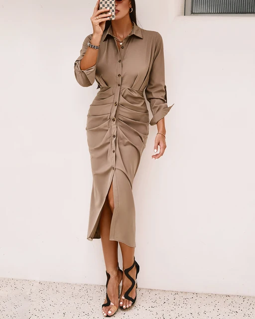 Chicme Women High Slit Button Front 