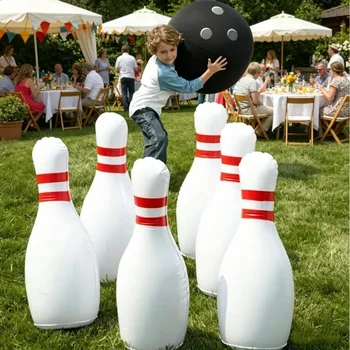 Set da bowling gonfiabile gigante per bambini, adulti, famiglia, giardino, prato, sport all'aperto, giocattoli, gioco interattivo genitore-figlio, gioco per esercitarsi