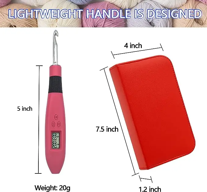 Crochet Kit 12pcs Crochet Hook Set Ergonomic Knitting Needles with Led Light Row Digital Counter DIY Knitting Tool
