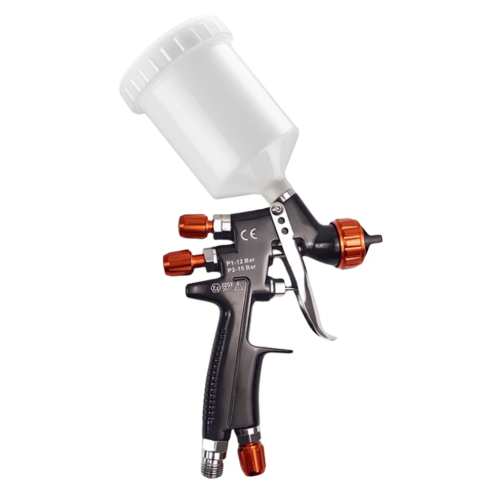 

Water Based Air Spray Gun 250ml Pot Mini Paint Spray Gun Airbrush 1mm/1.2mm Nozzle Professional HVLP Spay Gun for Car Painting