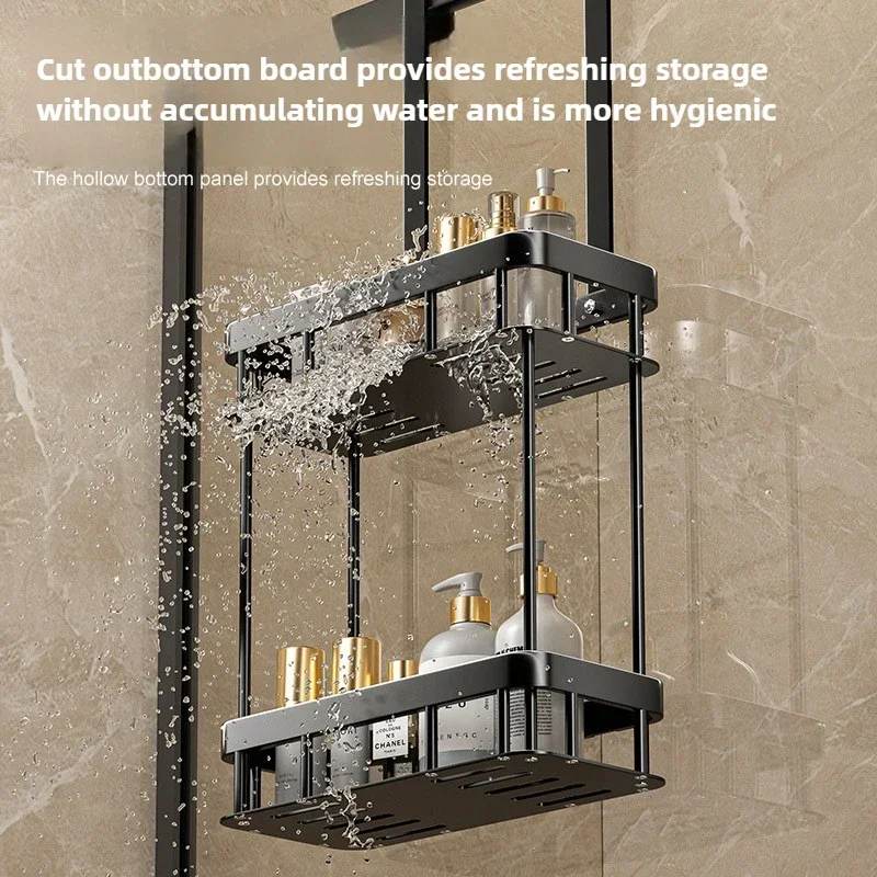 Bathroom Storage Rack Over The Door Shower Caddy Bathroom Hanging Shelf Double Layer Shower Shelf Bathroom Caddy Organizer 2