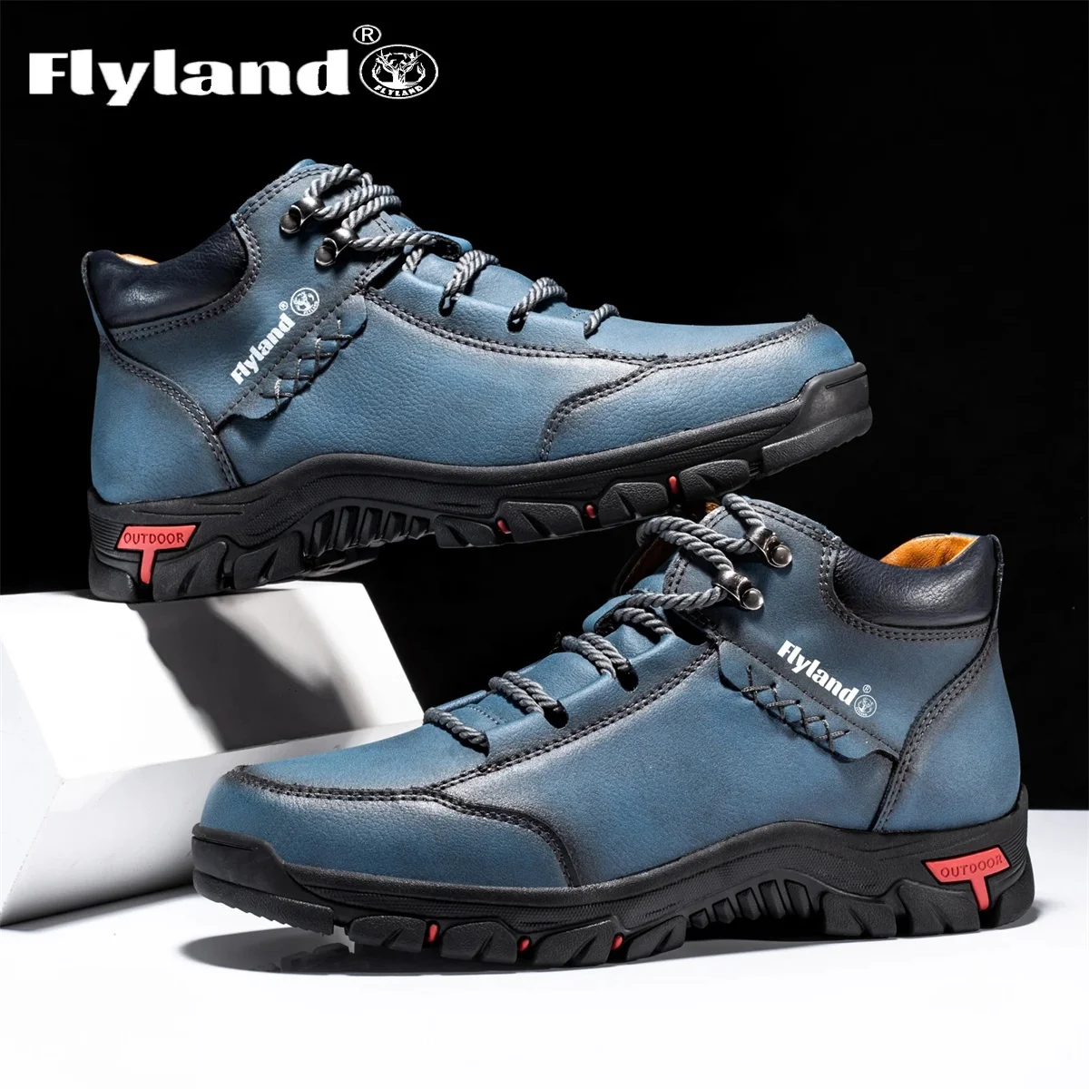 FLYLAND Classic Leather Casual Men's Shoes Business Driving Flats Fashion Ankle Boots 6