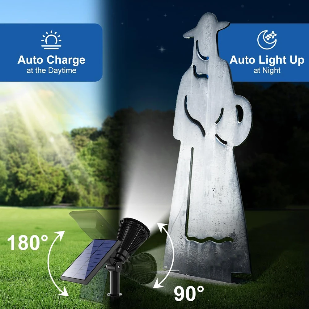 1pc Outdoor Solar Spotlight, Adjustable Automatic On/Off Flag Pole Light, Garden Pool Tree Pool And Courtyard Landscape LedLight 4