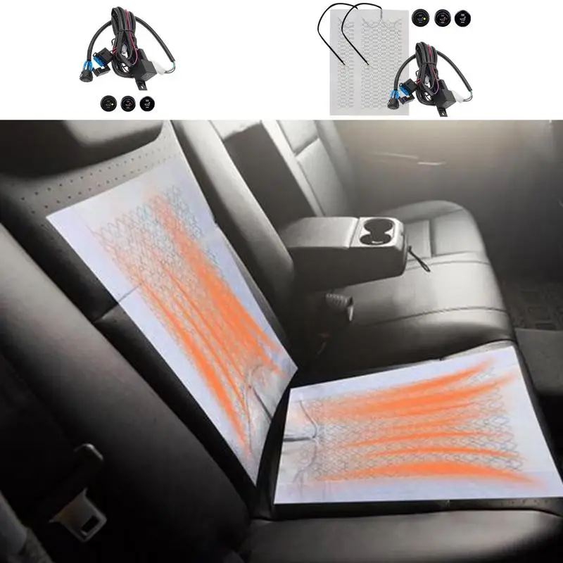 

Seat Heater 12V Carbon Fiber Car Truck Heated Heating Heater Seat Pads Ventilated Air Fan Cooling Wind Heating Warm Seat Covers