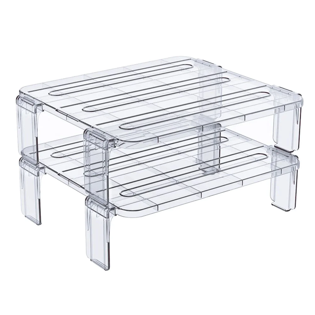 

Storage Shelf Fridge Organizer Rack Racks Clear Container Stackable Refrigerator Cabinet Freezer Plates Clear