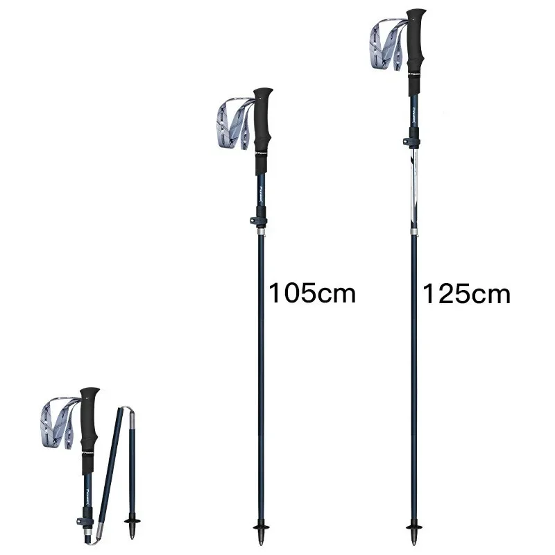 Pioneer Ultralight Collapsible Walking Stick Carbon Fiber Aluminum Alloy Double Material Hiking Trekk Pole 105-125cm Adjustable 2