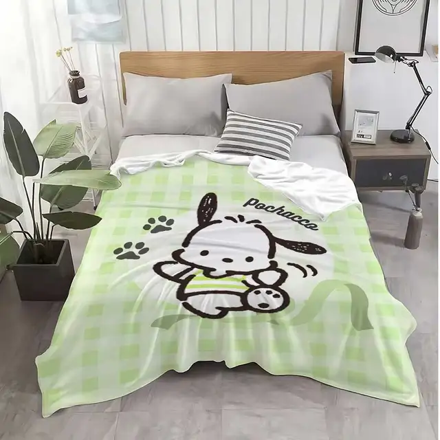 Kawaii Green Pochacco Hairy Blankets for Bed Blanket 150cm X 200cm Home Interior Luxury Bedding Fluffy Plaid Sofa Throw Knee Nap 5