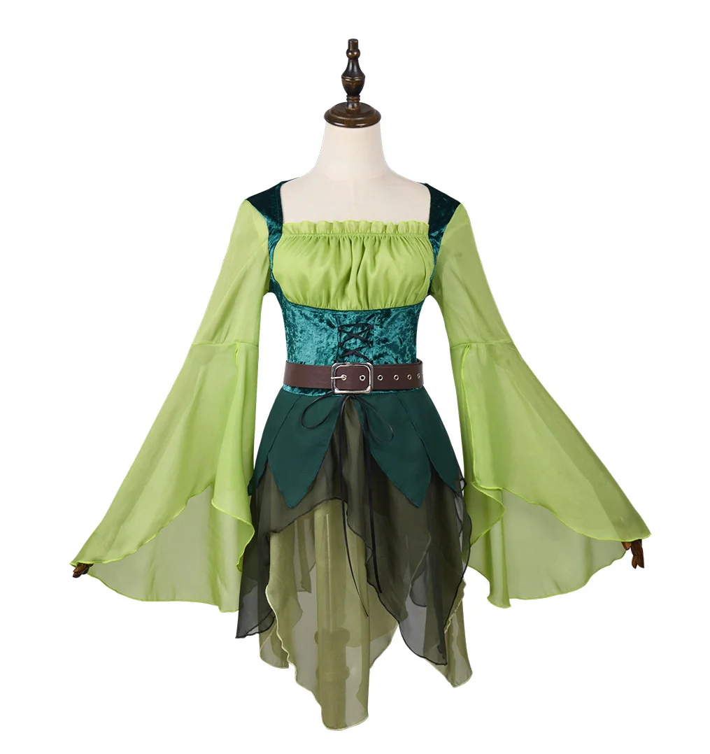 green emerald velvet dress Retro Vintage Medieval Renaissance Celtic Dress Viking Elven Fancy Dress Women's Celtic Pirate Fantasy Halloween Carnival Masquerade LARP Adults Dress main image 0