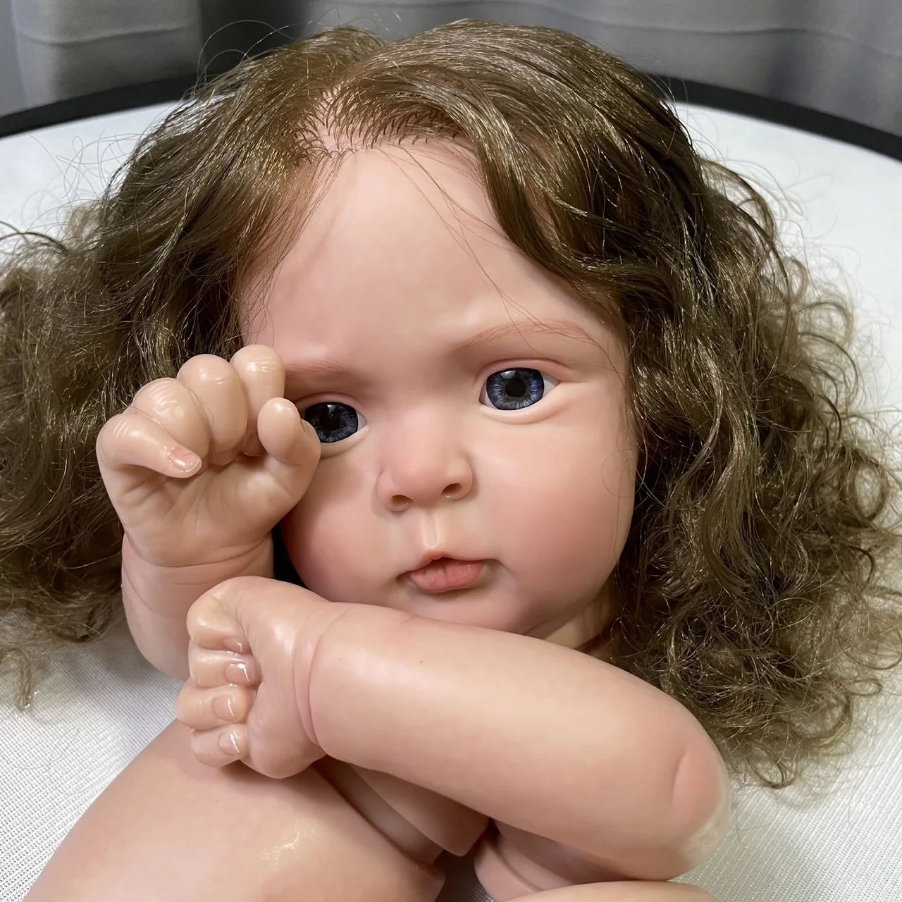 

20Inches Unassembled Painted Reborn Doll Jocy With Hair Transplant Handmade High Quality Unfinished Doll Parts With Cloth Body