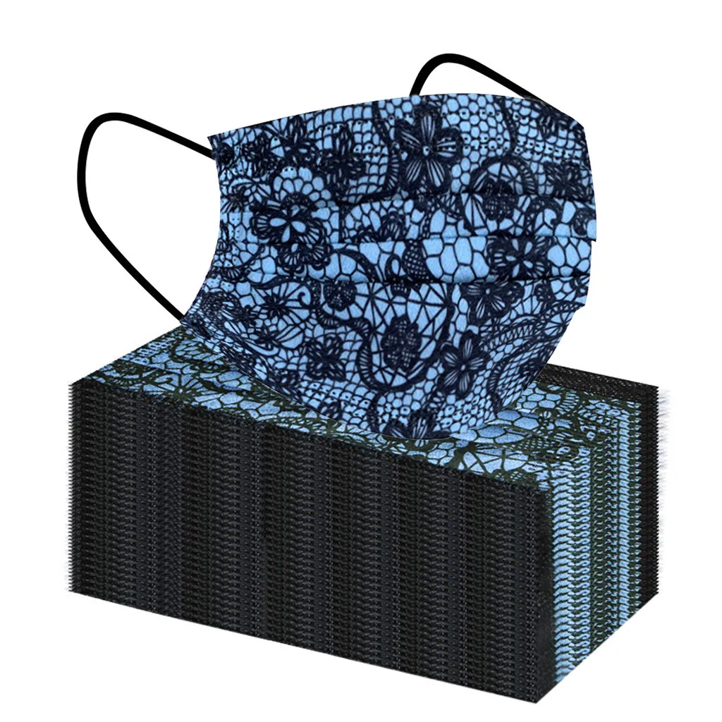 Lot de 50 masques réutilisables en tissu – Bleu, Noir, Violet