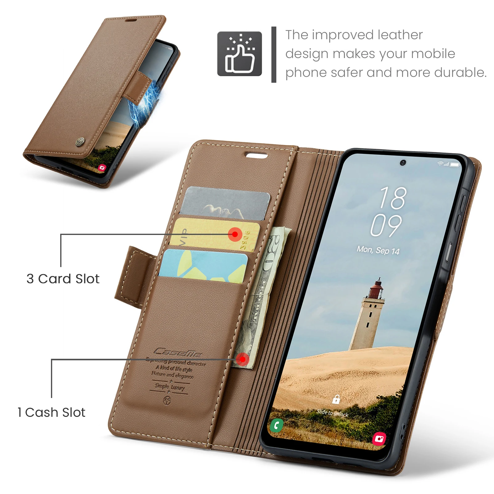 Deluxe PU Leather Wallet Flip Case with Card Slots and Stand Feature