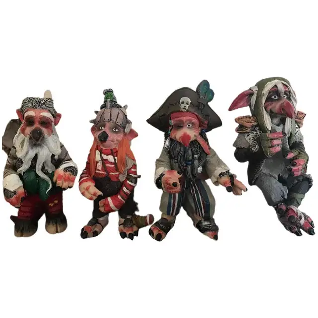 Gyanta Törpe Szoborkert -Tartozékok Szörnyű Elf Szobor Halloween Kerti Dekoráció Gyep Mini Díszes Csepphajó - Image 3