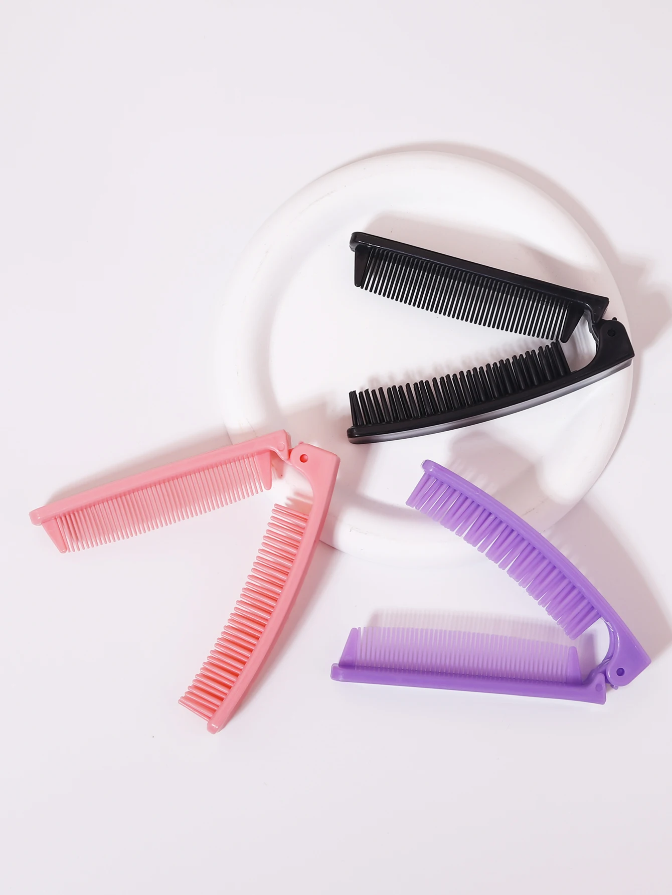 1pc portable plastic anti-static foldable travel scalp massage comb portable pocket hair styling tool Special for real hair wig