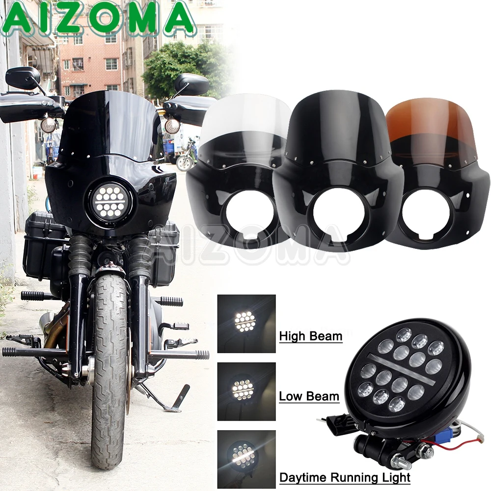 Club Style Road Warrior Fairing Windshield 5.75'' Led Headlight