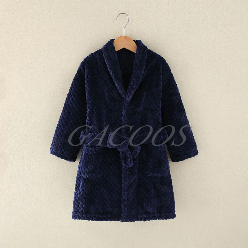 Long Sleeve Children's Bathrobe Sleepwear Kids Robes Lovely Boys Bath Towel Autumn Winter Girls Bathrobes Home Clothes 4-14Years