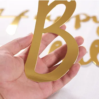 Gold Happy Birthday Banner Birthday Wedding Party Decoration Hanging Garland Banner Baby Shower 1st Birthday Boy Girl 2