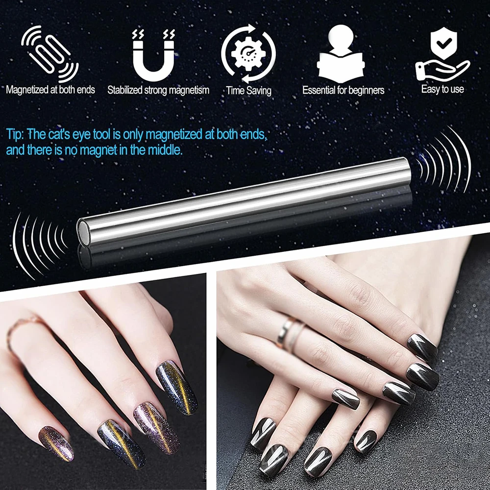 DIY Nail Art Magnetic Stick For Cat Eye Glue Tool Gold Band Stick Large Magnet Cylinder Super Strong Iron Suction Stone