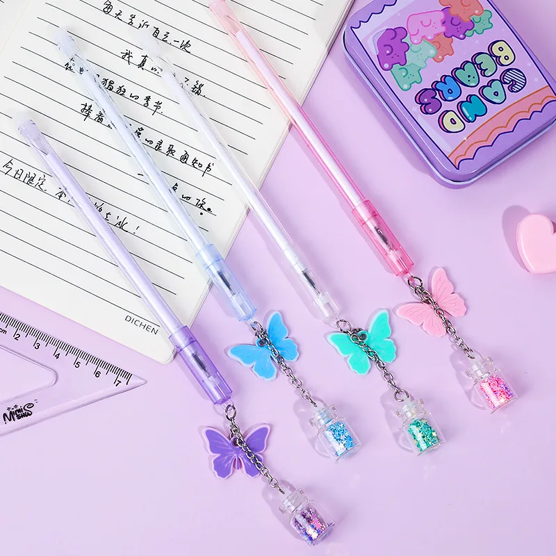 1 Pcs 0.5mm Gel Pen Cute Butterfly Pendant Transparent INS Black Ink Smooth Writing Stationery Office School Supplies |