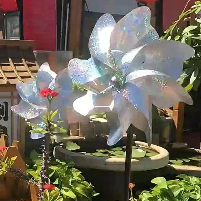 Kerti Szélmalom Dekoratív Szél Spinnerek Ültetvényes Mezőgazdasági Madárcsillapító Madárgátló Lézer Reflektáló Szélmalmok Kert Dekoráció - Image 3