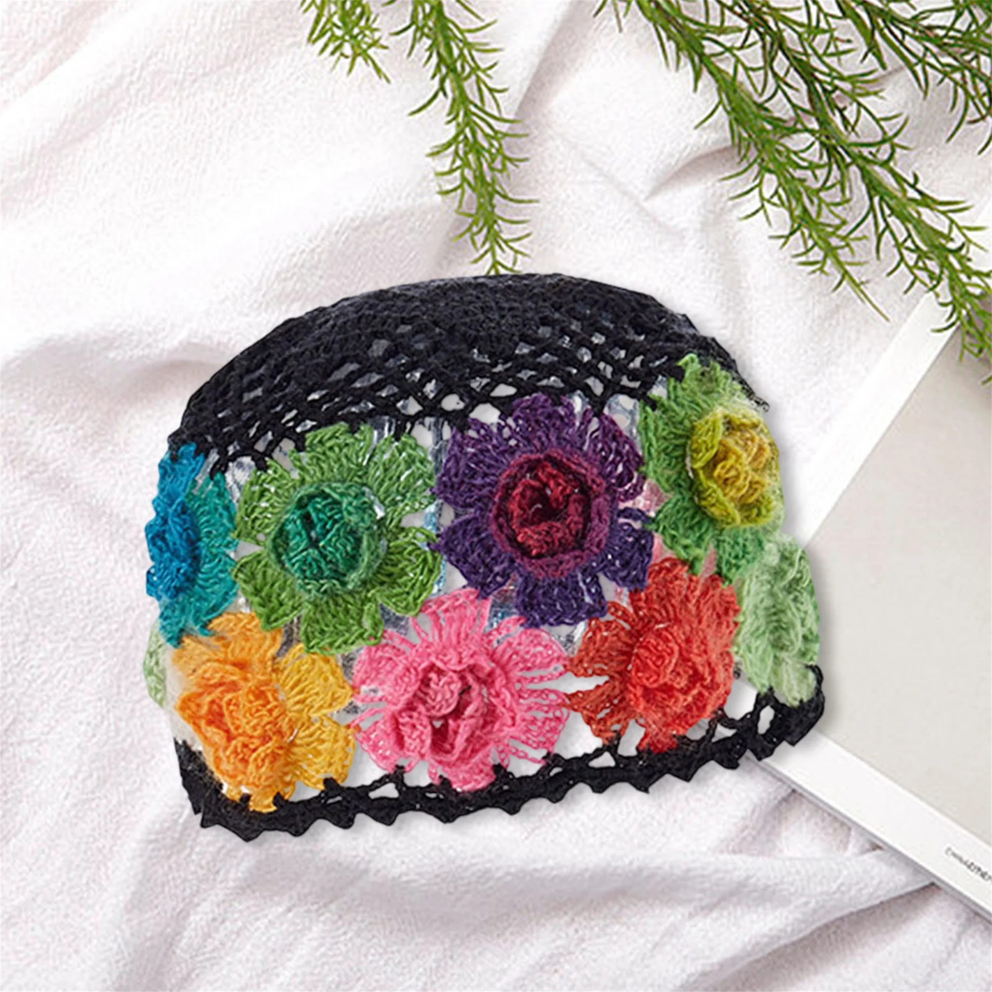 Elegant Women s Sun Hat with Floral Crochet Design Lightweight and Stylish Hollow Out Knitted Beanie for Summer Foldable and