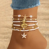 Athena Multi-Layer Starfish & Shell Anklet for Women - Image 2