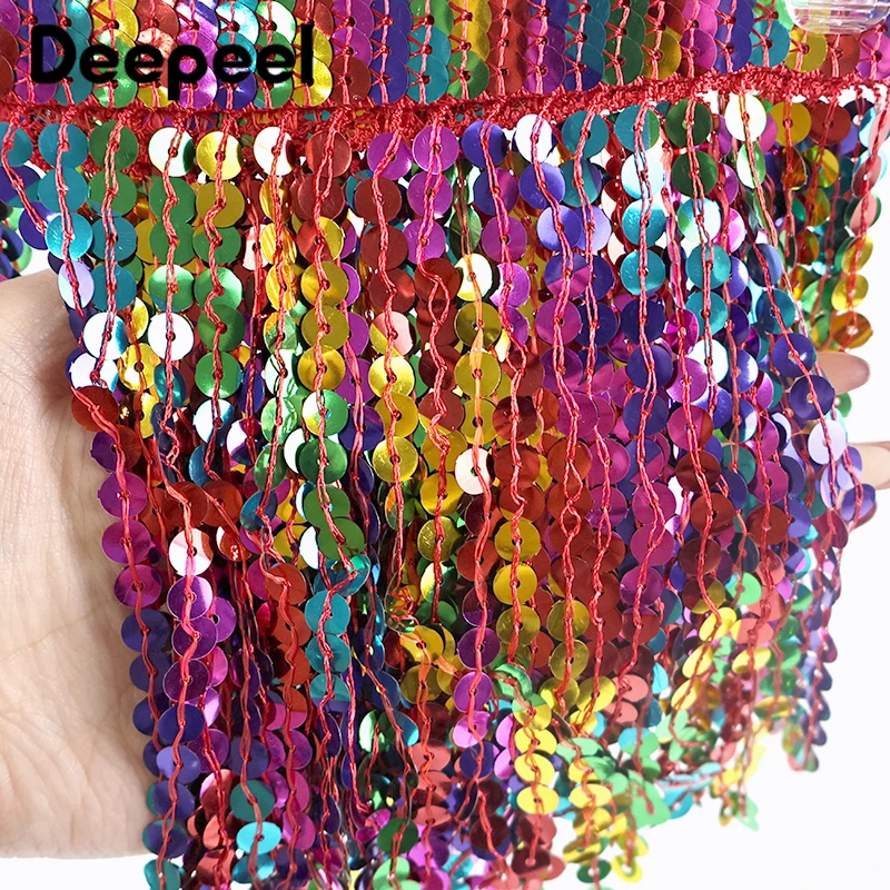 5야드 16cm 스팽글 태슬 프린지 에스닉 비즈 레이스 트림, 바느질 커튼, 라틴 드레스, 스커트 장식, 원단 DIY 액세서리