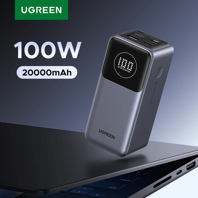 UGREEN Nexode Mini 100W 12000mAh قوة البنك 20000mAh المحمولة PD بطارية خارجية PowerBank آيفون 16 شحن سريع