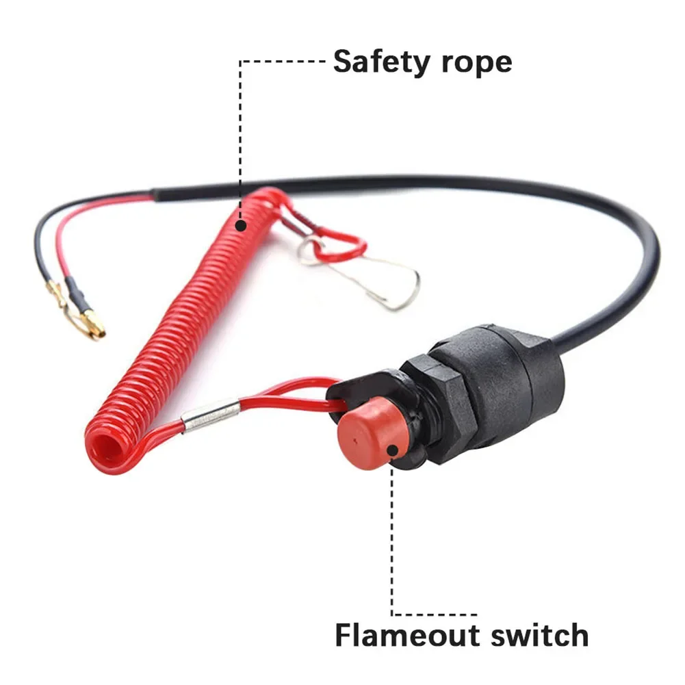Boat Motor Emergency Kill Stop Switch for Tohatsu Outboard Stop Kill Switch Cut Off Switches with Safety Tether Lanyard