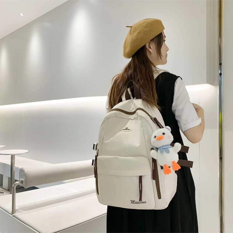 

Female Kawaii Multiple Pockets Travel Bag Japanese Style Schoolbag for Girls New Fashion Letter Waterproof Nylon Women Backpack