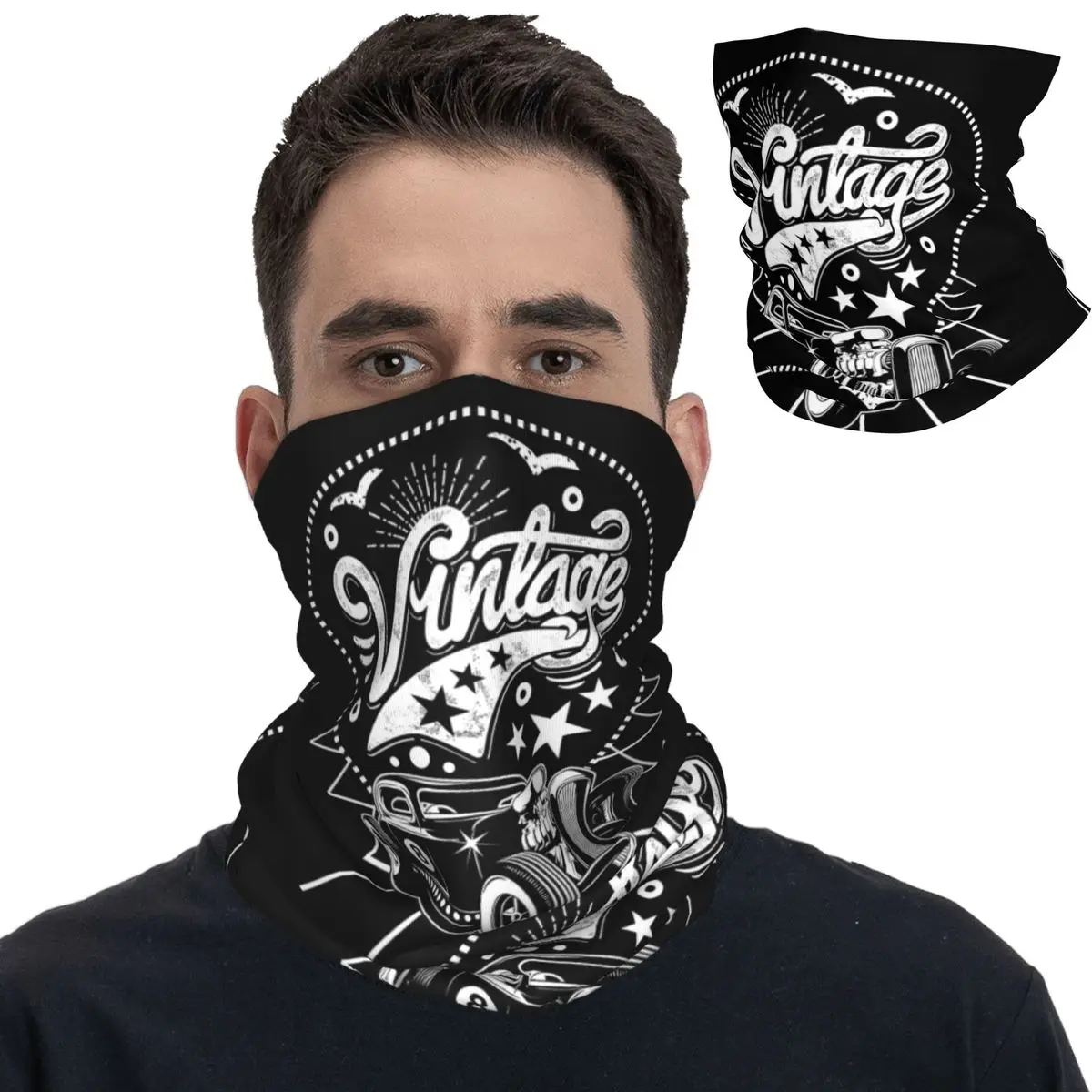 

50s Rockabilly Hot Rod Rock And Roll Bandana Neck Cover Vintage Rocker Mask Scarf Multifunctional Balaclava Riding Unisex Adult