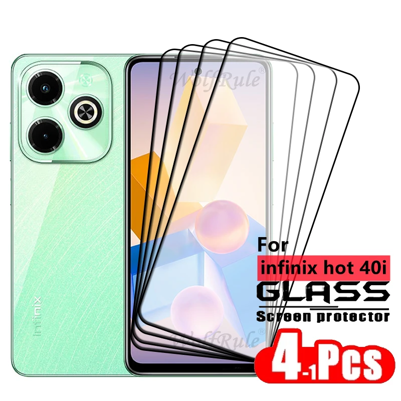 

1/2/3/4PCS Full Cover Glass For Infinix Hot 40i Glass Infinix Hot 40i Protector Full Cover Glue Tempered Glass Infinix Hot 40i