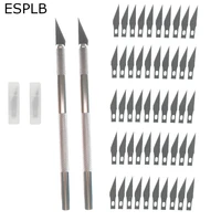 Engraving Non-Slip Metal Scalpel Knife Kit + 50/20/10/5pcs #11 Blades Cutter Craft Knives for Mobile Phone PCB Repair Hand Tools 1