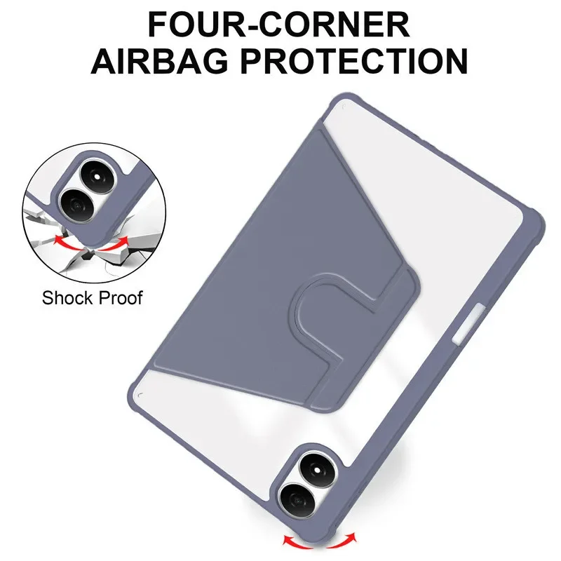 Premium 360° Rotating Acrylic Tablet Case with Pen Slot - Shockproof Smart Cover