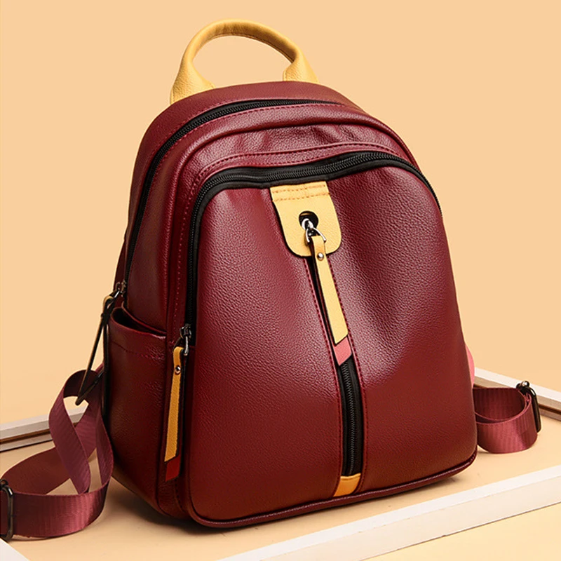 Brand Fashion Women Leather Backpack  Brand Travel Leather Backpack -  Brand Women - Aliexpress