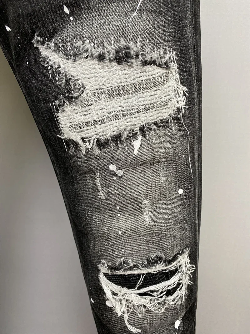 ICON BRAND D2 Men Jeans Denim Pants Hole Slim Pencil Trousers Metal Buttons Party Classics Fashionable Black DSQ2 JENAS 5