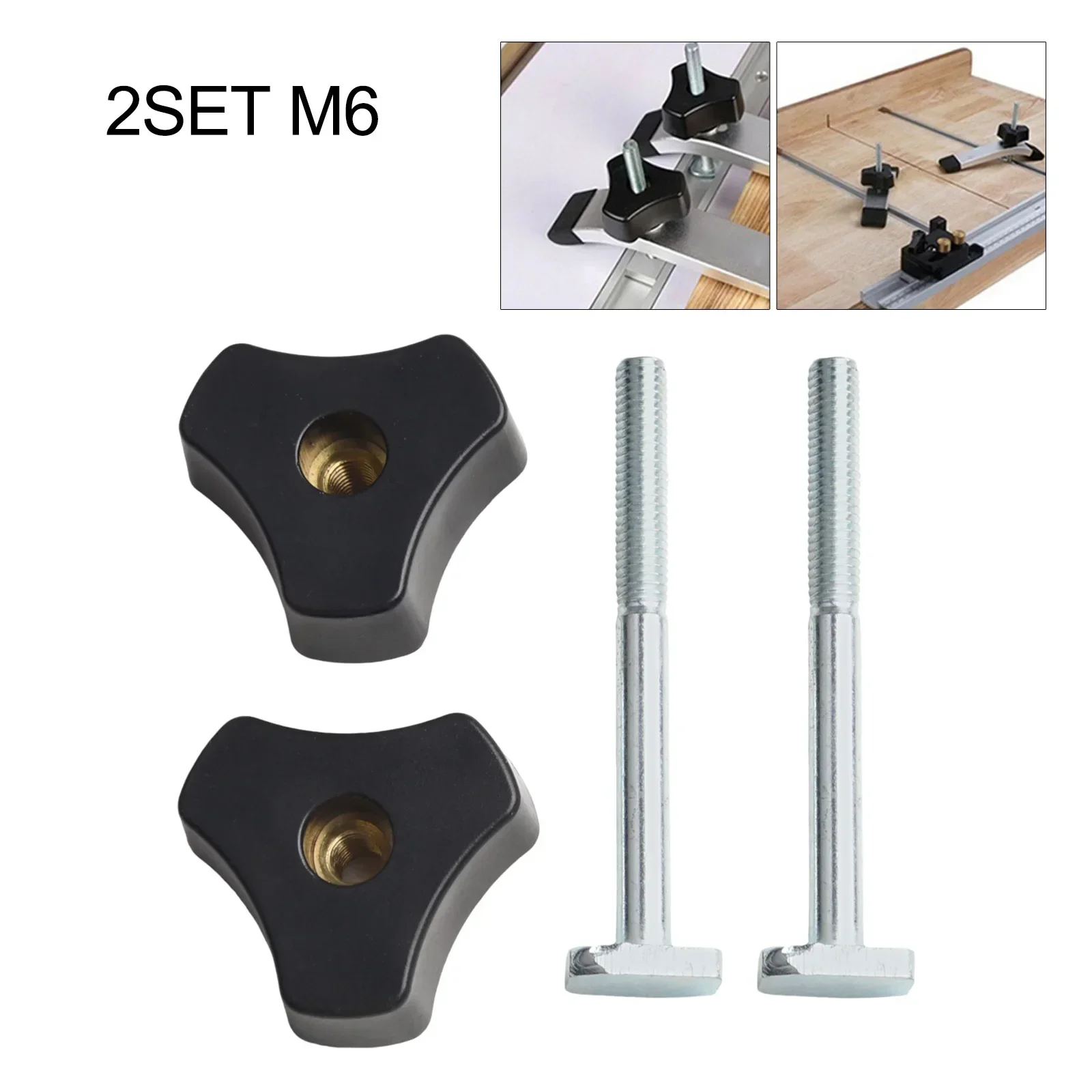 4 Pcs M6 Thread T-Track Bolts Knobs Screw Nut Set Clamps Fastener Woodworking Bench Jigs For Carpentry Hand Tools Accessories