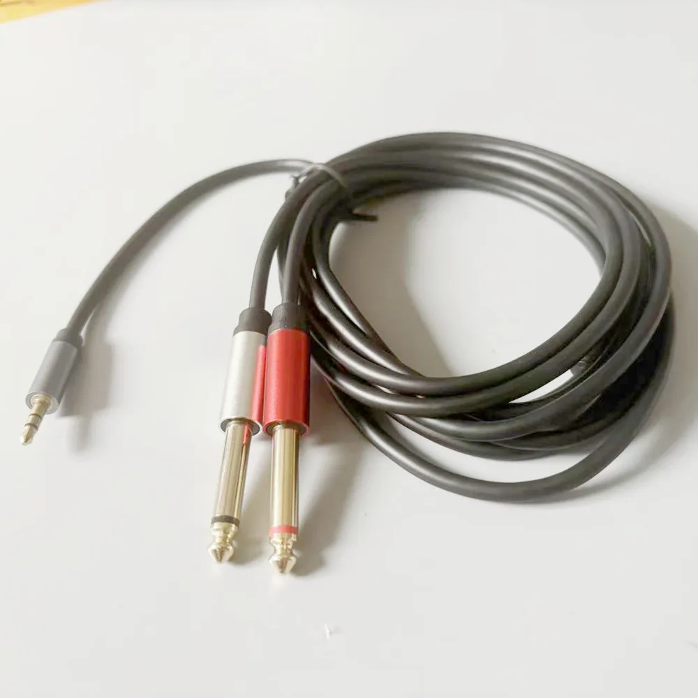 1/8인치에서 1/4인치 스테레오 케이블 3.5mm TRS - 듀얼 6.35mm 1/4 TS 모노 Y 스플리터 오디오 코드 어댑터 (홈 스테레오 시스템 호환)