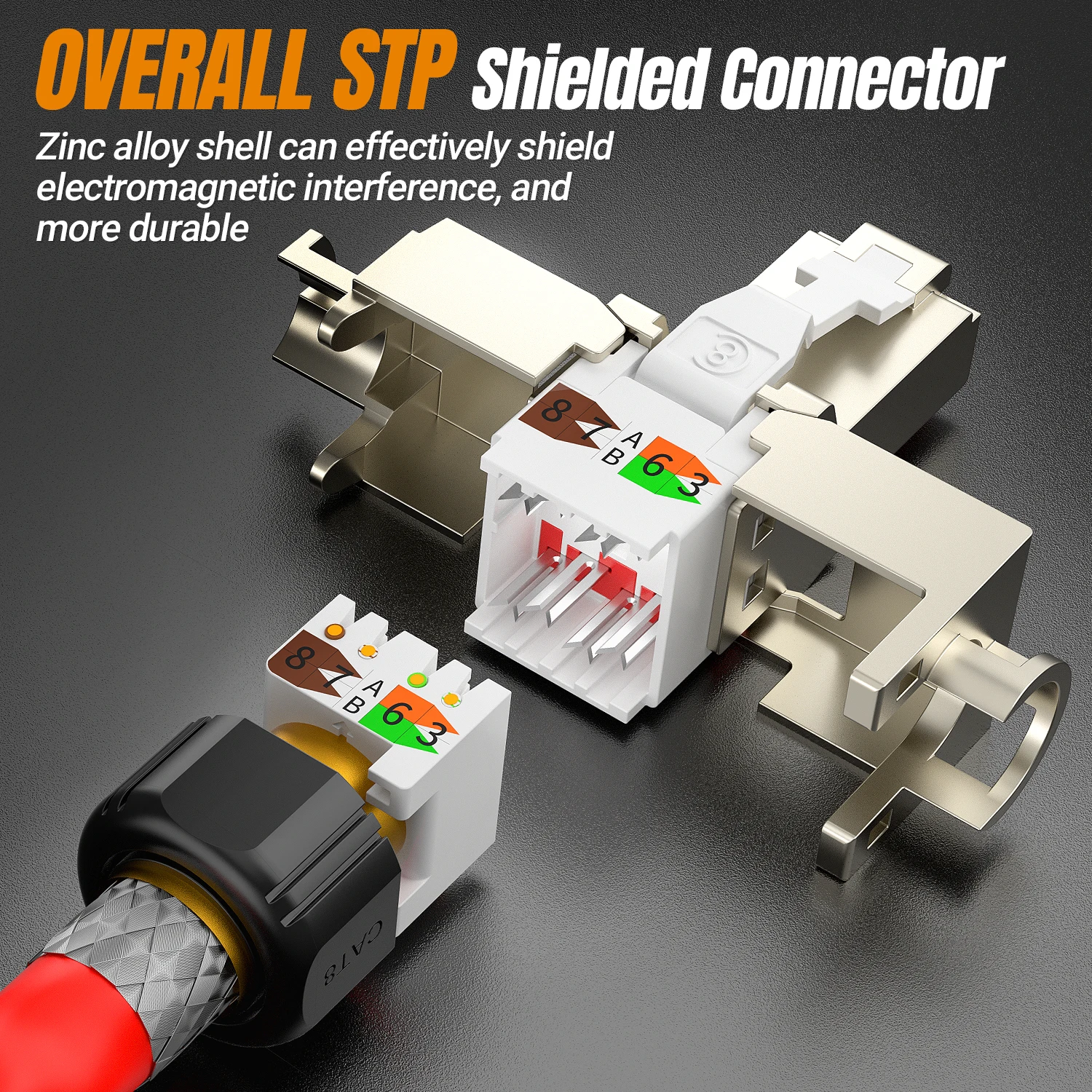 Ampcom Rj45 Connectoren Modulaire Stekker, Cat6 Cat6a Cat7 Cat8 Stp Netwerk Toolless Connector Ethernet Pluggen Kabel Internet Tool Gratis