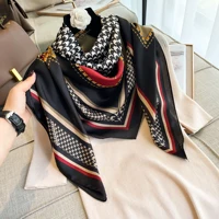 110*110 Abstract Twill Square Silk Scarf for Women Design Stoles Hijab Print Wraps Lady Headband Shawl Bandana 2024 New Foulard 5