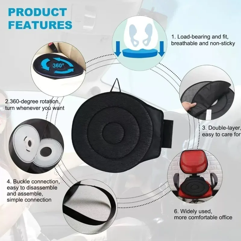 360 ° Coussin de siège de voiture pivotant pour personnes âgées et femmes enceintes