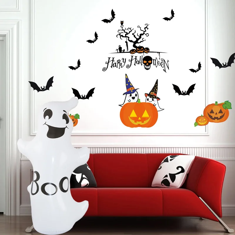 LUSQI Halloween stehend aufblasbarer gruseliger aufblasbarer Kürbisgeist, winddichtes Festival-Thema, für drinnen und draußen, Gartendekoration – Detail 8