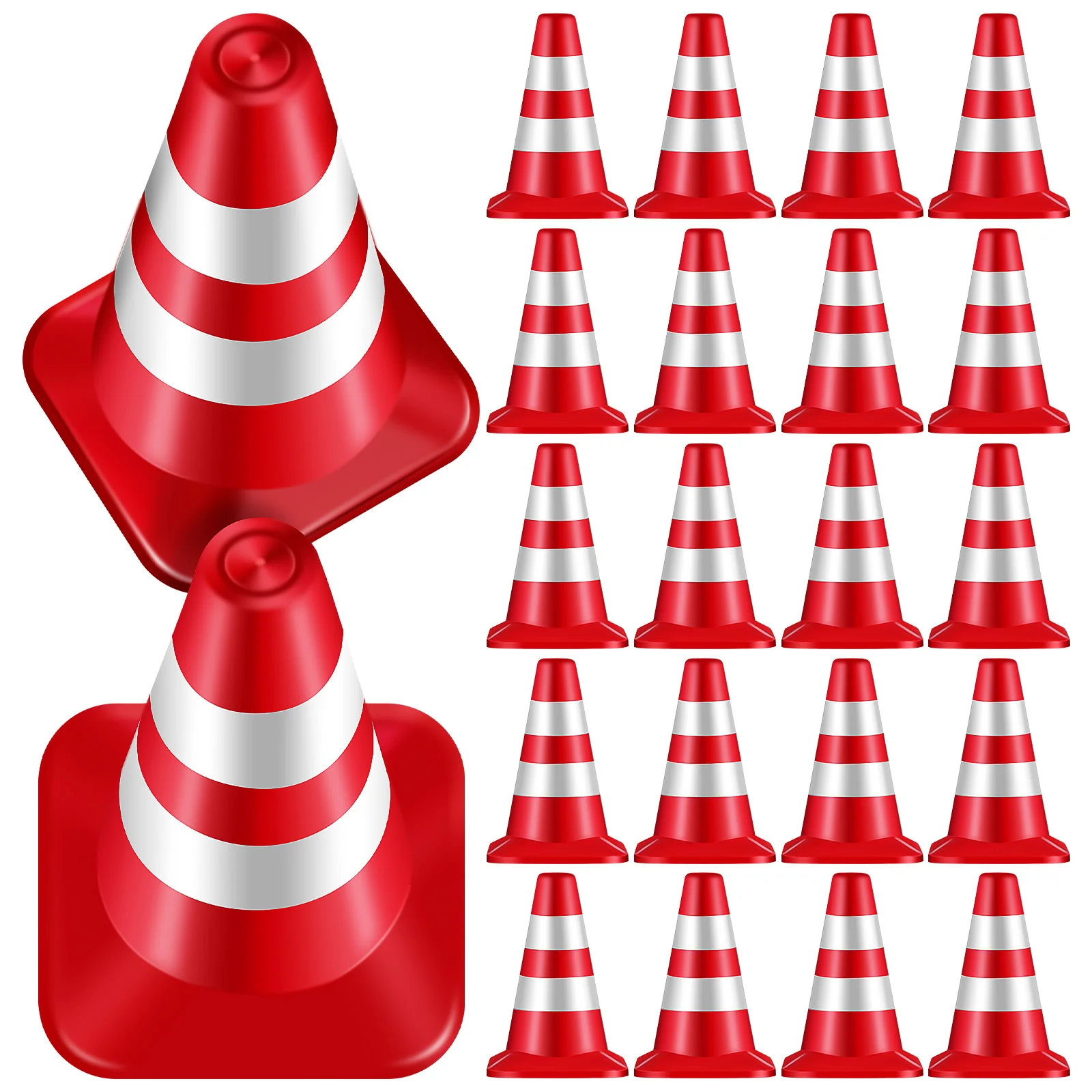 

30 Pcs Traffic Triangle Road Cones Miniature Toys Top Hat Cakes Toppers Construction Model