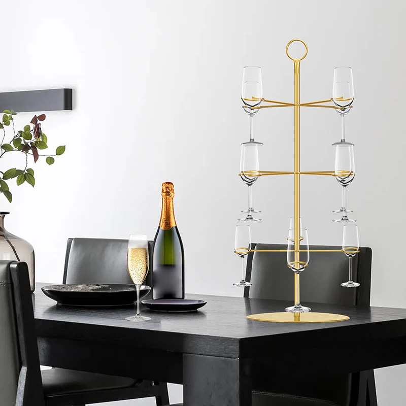 Cocktail Tree Stand Wine Glass Flight Tasting Display For Drinks 3 Tier - 12 Holders For Champagne Cocktails Martini Cocktail 4