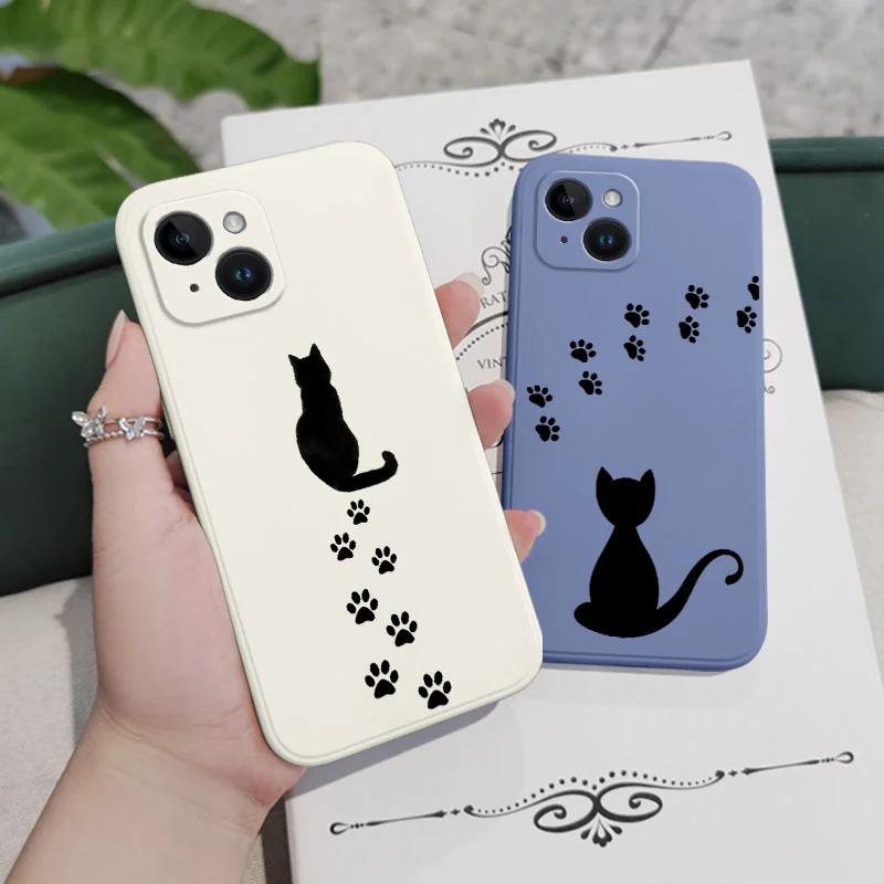 고양이 발 프린트 휴대폰 케이스, 아이폰 15, 14, 13, 12, 11 프로 맥스, 미니 X, XR, XS, SE2020, 8, 7 플러스, 6, 6S 플러스 커버