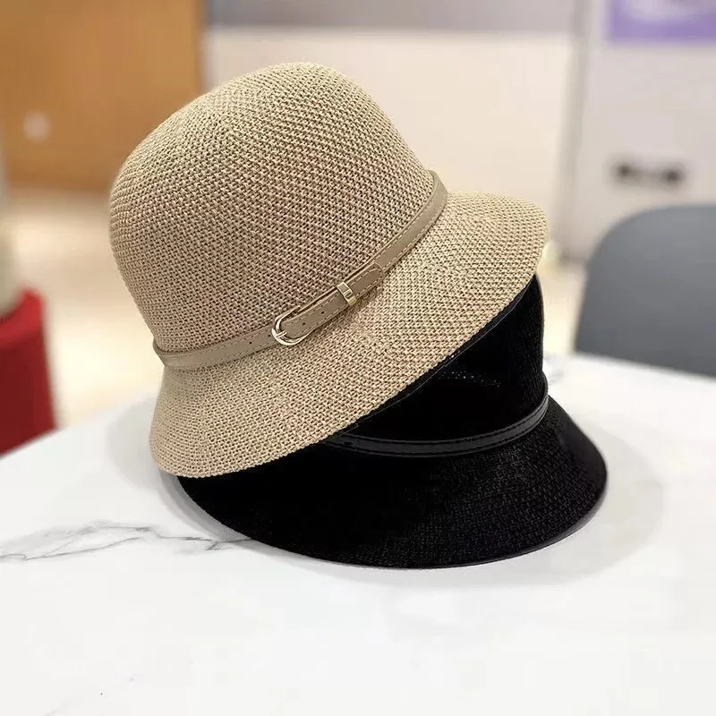 hats for women Sun protection all-match fisherman hat woven women's knitted hollow casual travel to make the face look smaller