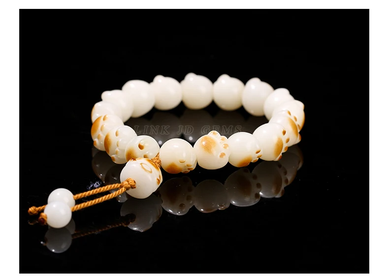 JD Natural Bodhi Root Carved Cat Claw Lucky Cat Cartoon Bracelet Women Weathered Charcoal Burn Small Cute Ethnic Style Jewelry