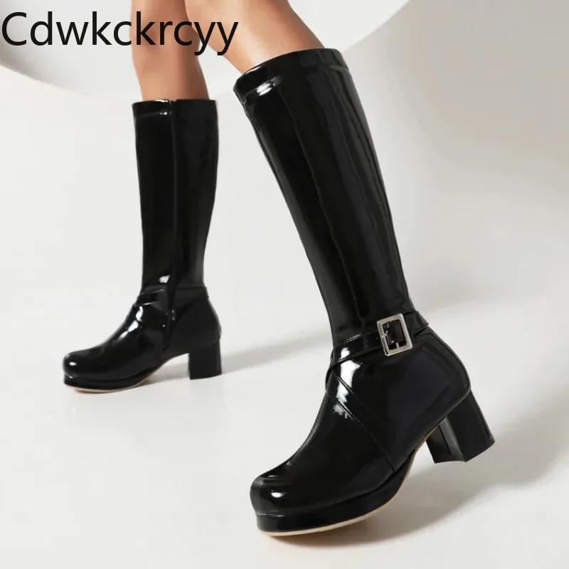 

Autumn and Winter New styles fashion High heels Women's boots pinkycolor Side zipper Women's shoes high 5CM plus size 34-48